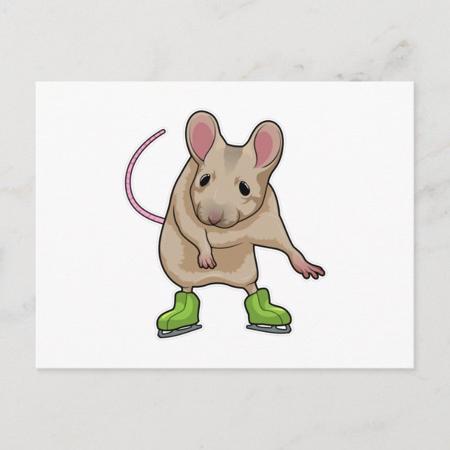 Cartão Postal Skates de gelo para patinagem com ratos (Frente)