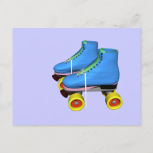 Cartão Postal skates de rolo azul