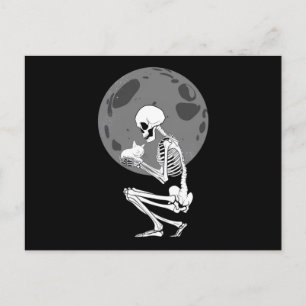 Cartão Postal Skeleton Cat Gatinho do crânio Gótico de corte Dia