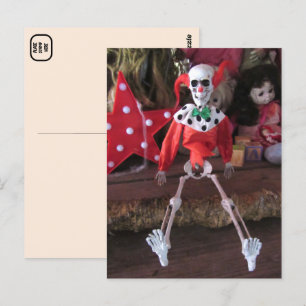 Cartão Postal Skeleton Clowl Halloween