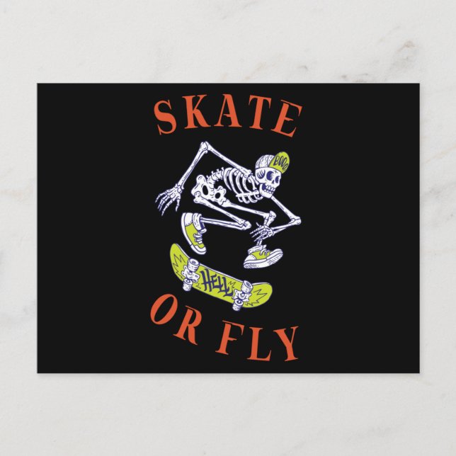 Cartão Postal Skeleton de skate ou mosca (Frente)
