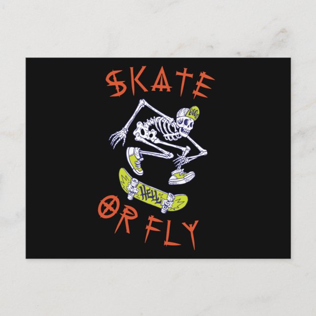 Cartão Postal Skeleton de skate ou mosca (Frente)