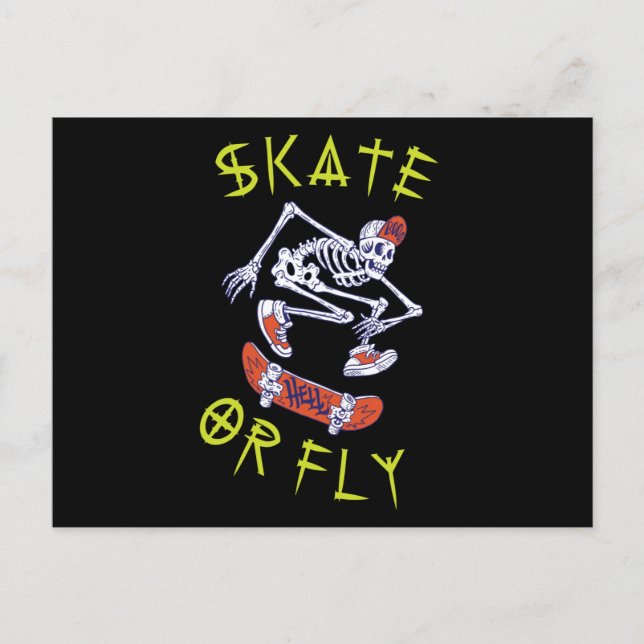 Cartão Postal Skeleton de skate ou mosca (Frente)