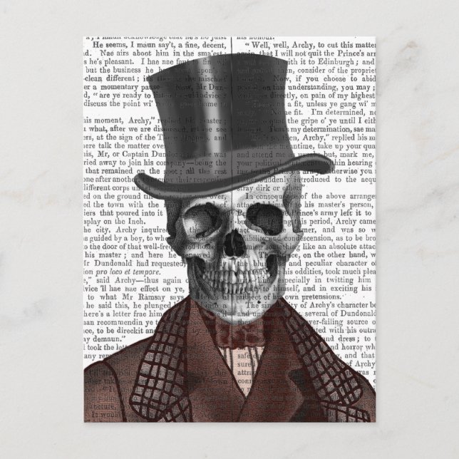 Cartão Postal Skeleton Gentleman e Chapéu Superior (Frente)