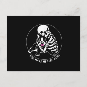 CARTÃO POSTAL SKELETON HUG BOSTON TERRIER VOCÊ ME FAZ SENTIR VI