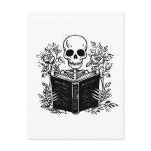 Skeleton lendo livro romântico