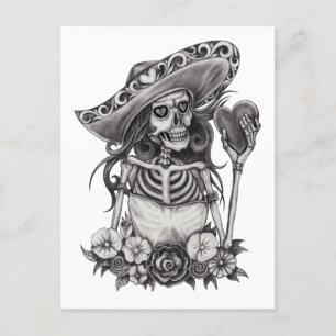 Cartão Postal Skeleton Love Heart