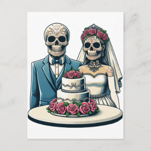 Cartão Postal Skeleton Noiva e dia de casamento de morto