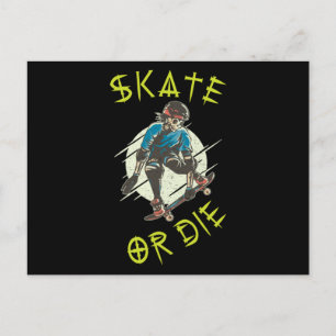 Cartão Postal Skeleton Skateboarder