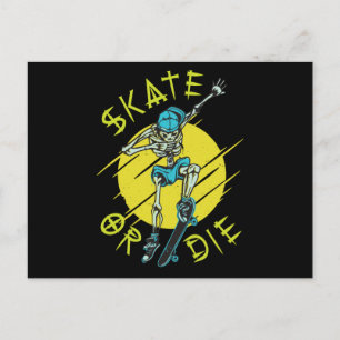 Cartão Postal Skeleton Skateboarder