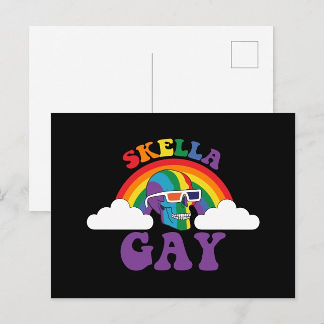 Cartão Postal Skeleton Skella Gay Rainbow Pride Mês (Frente/Verso)