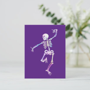 Cartão Postal Skeleton Watercolor dançante