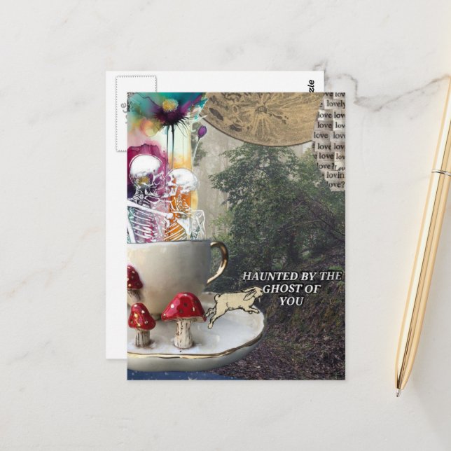 Cartão Postal Skeletons Mixed Media Collage Ghost of You (Frente/Verso In Situ)