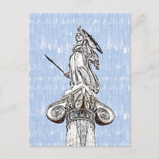 Cartão Postal Sketch da Estátua de Athena Postcard (Frente)