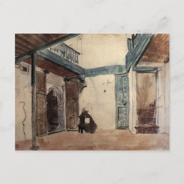 Cartão Postal Sketchbook marroquino nº 1 por Eugène Delacroix (Frente)