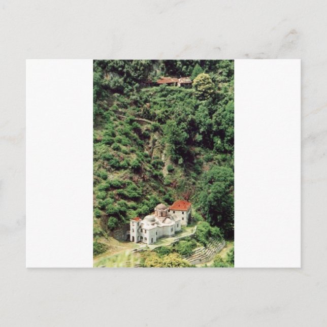 Cartão Postal Skete Romeno Lakkoskiti, no Monte Athos (Frente)