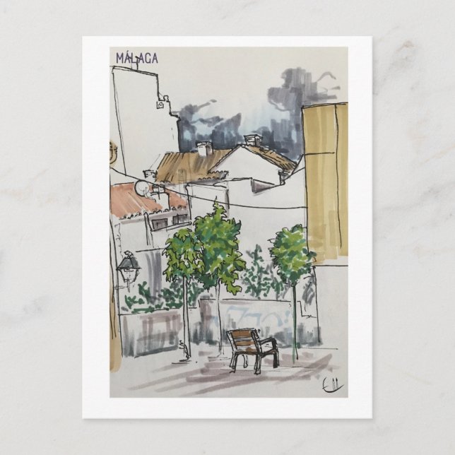 Cartão Postal Skethchbook pages. Málaga. Markers (Frente)