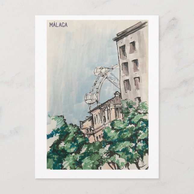 Cartão Postal Skethchbook pages. Málaga. Markers (Frente)