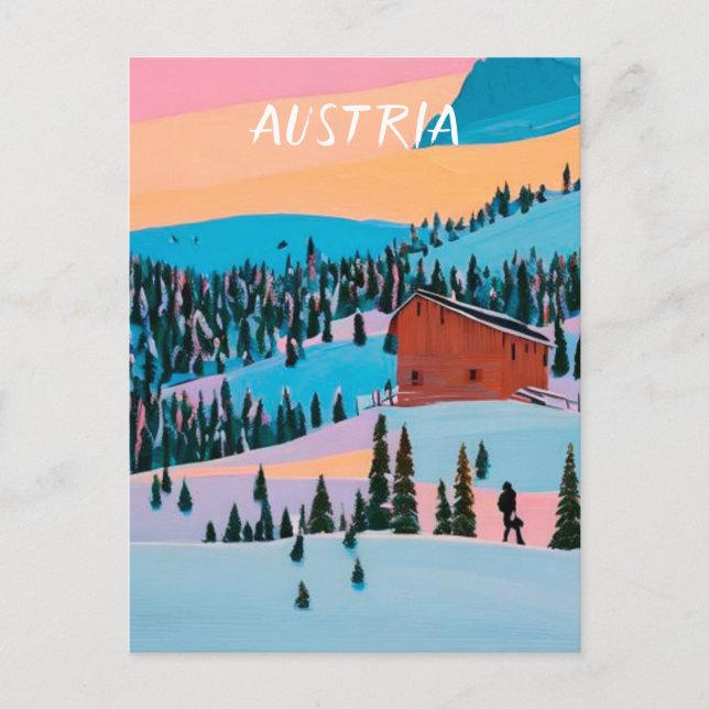 Cartão Postal ski Áustria (Frente)