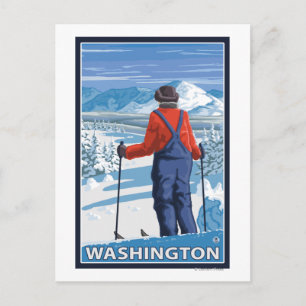 Cartão Postal Skier Adminning - Washington