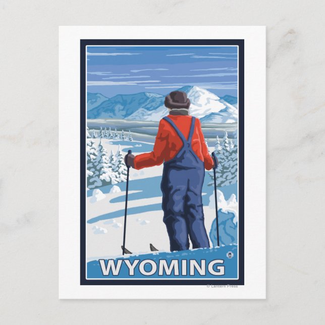 Cartão Postal Skier AdminningWyoming (Frente)