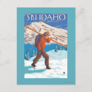 Cartão Postal Skier Carregando agora Skis - Idaho