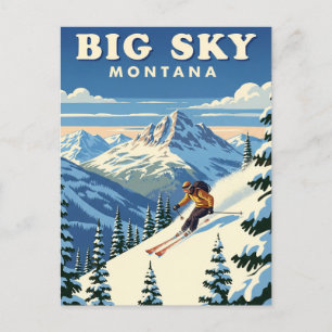 Cartão Postal Skier em Big Sky Montana Viagem