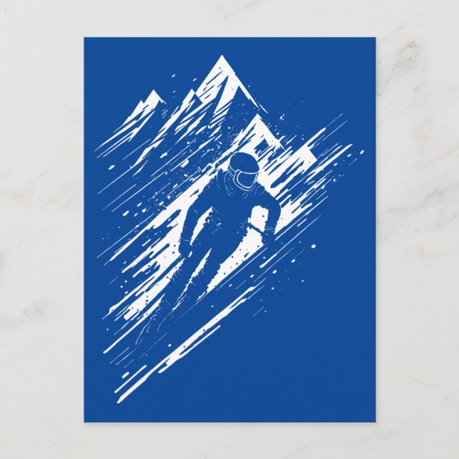 Cartão Postal Skier Silhouette Graphic Art (Frente)