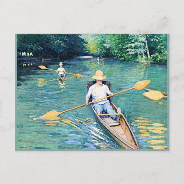 Cartão Postal Skiffs, trabalho de arte por Gustave Caillebotte (Frente)