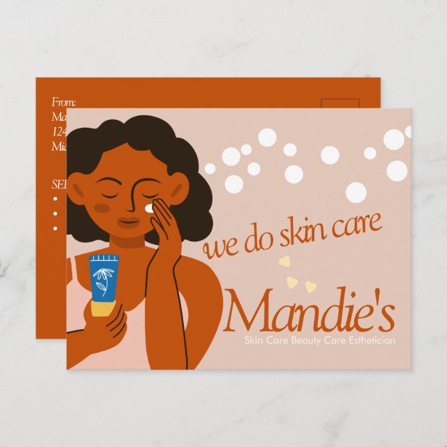 Cartão Postal Skin Care Estheticista Business Salon Branding Lad (Frente/Verso)