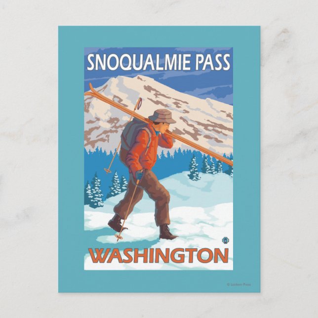 Cartão Postal Skis - Snoqualmie Pass, WA (Frente)