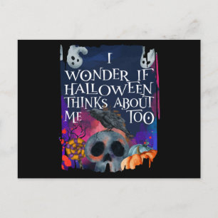 Cartão Postal Skull Ghost Halloween Também Pensa Em Mim