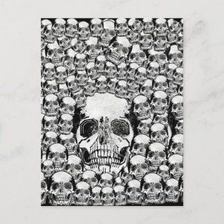 CARTÃO POSTAL SKULLS WALL MEATH MORTO SKELETON BLACK WHITE