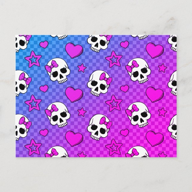 Cartão Postal Skully Pop Kawaii (Frente)