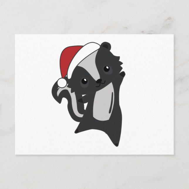 Cartão Postal Skunk Christmas Skunks Animais de inverno (Frente)