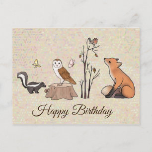 Cartão Postal Skunk und Eule Postkarte