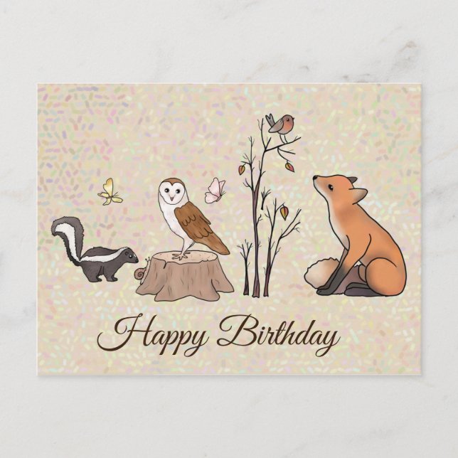 Cartão Postal Skunk und Eule Postkarte (Frente)