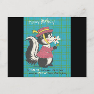 Cartão Postal Skunk Vintage Feliz Aniversário