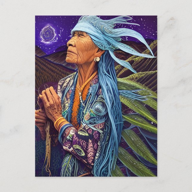 Cartão Postal Sky Road Walker Native American Fantasy Art (Frente)