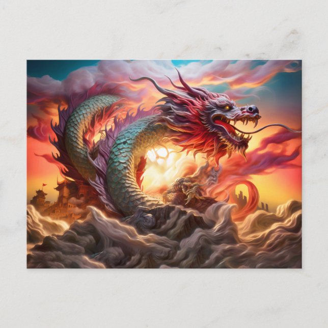 Cartão Postal Sky Sovereign – Chinese Airbrush Dragon over Mount (Frente)