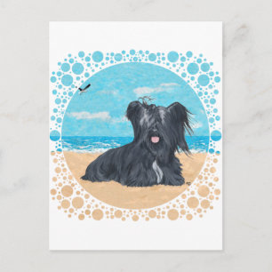 Cartão Postal Skye Terrier na Praia