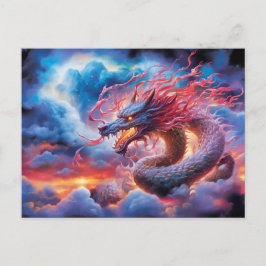 Cartão Postal Skyfire Surge – Chinese Airbrush Dragon in Clouds 