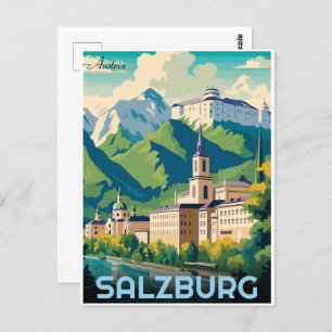 Cartão Postal Skyline, capital da Áustria, salzburg