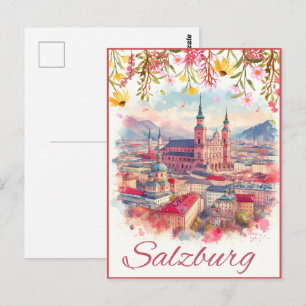 Cartão Postal Skyline da capital austríaca de salzburgo