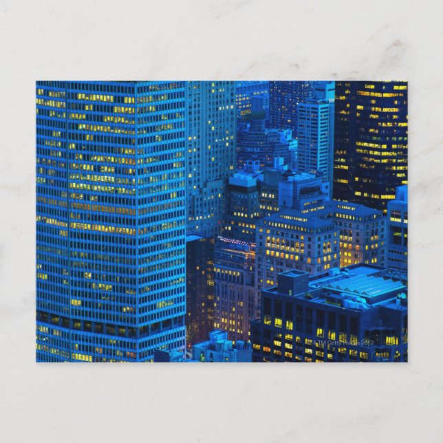 Cartão Postal Skyline da Nova Iorque no por do sol (Frente)