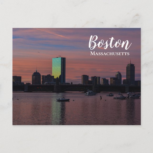 Cartão postal Skyline de Boston Massachusetts (Frente)
