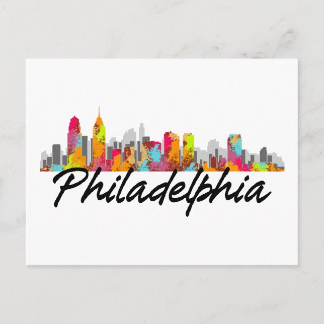 Cartão Postal Skyline de Philadelphfia Pensilvânia (Frente)