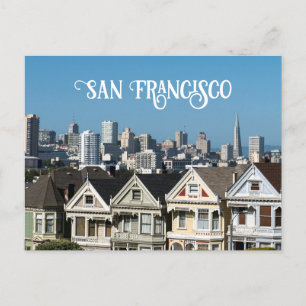 Cartão Postal Skyline de São Francisco e Casas de Mulheres Pinta
