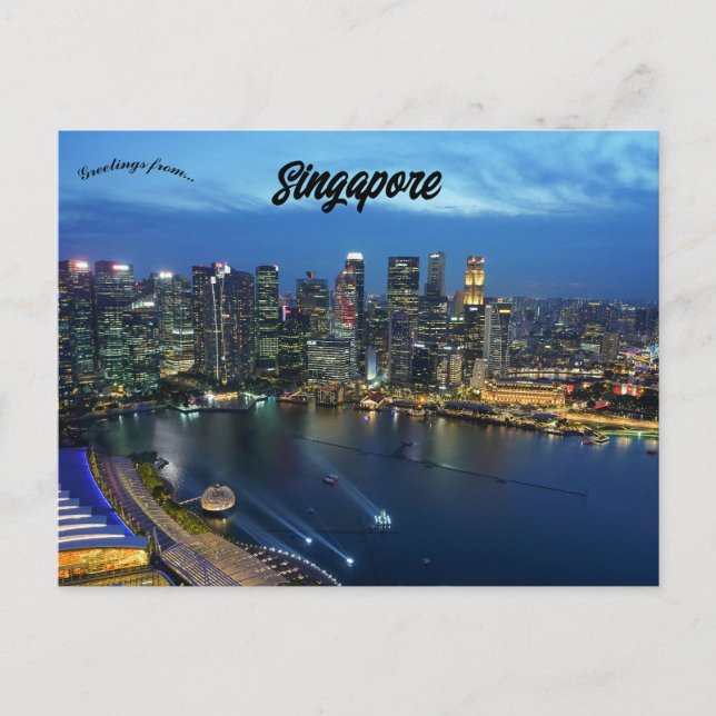 Cartão Postal Skyline de Singapura (Frente)