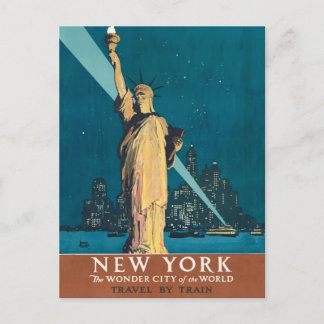 Cartão Postal Skyline do Nova Iorque Viagens vintage Liberty